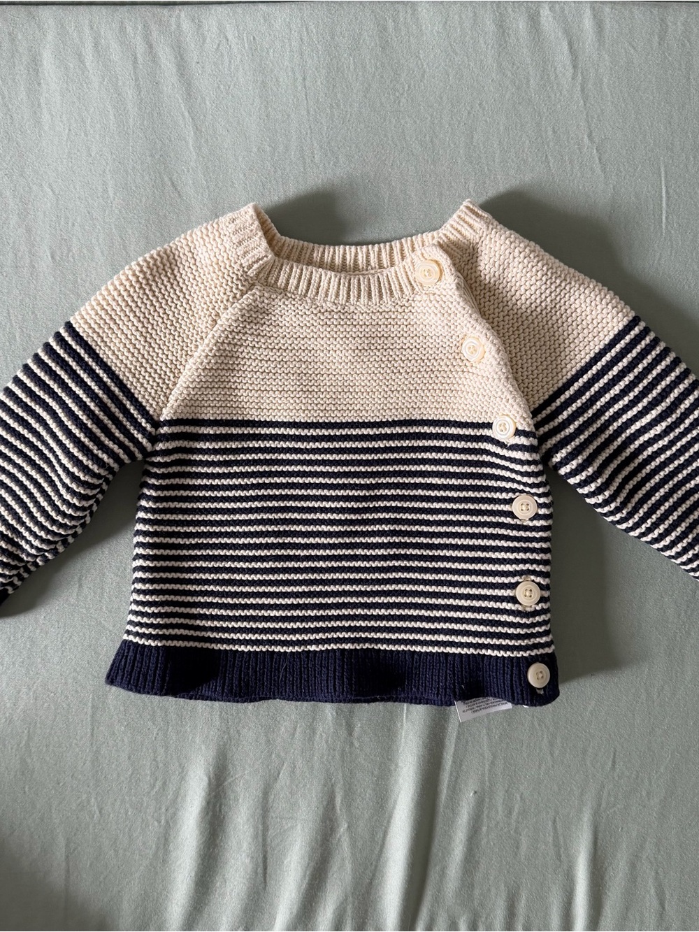 Baby GAP Striped Cream and Navy Knit Sweater